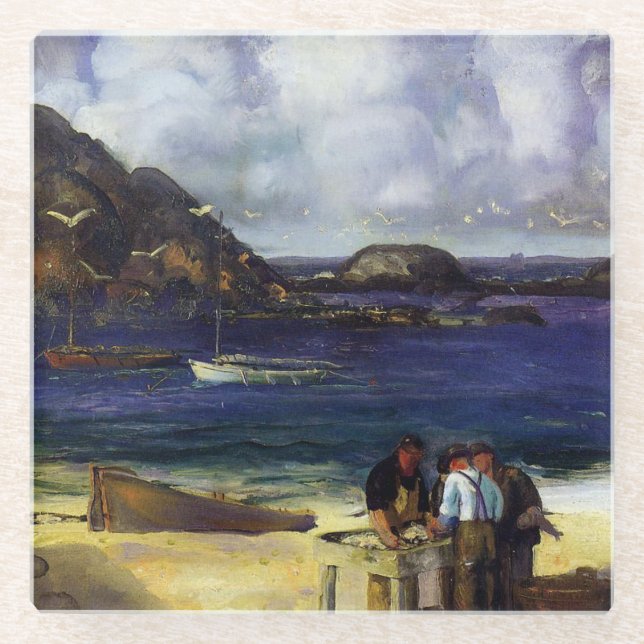Harbour at Monhegan - George Bellows - 1913 Glass Coaster (Front)