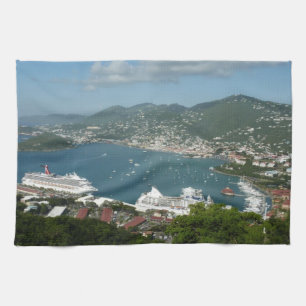 Harbour at St. Thomas Tea Towel