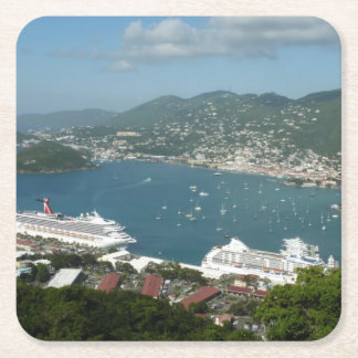 Harbour at St. Thomas US Virgin Islands Square Paper Coaster