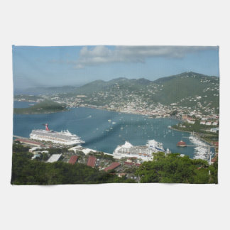 Harbour at St. Thomas US Virgin Islands Tea Towel