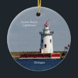 Harbour Beach Lighthouse circle ornament<br><div class="desc">Harbour Beach Lighthouse in Harbour Beach,  Michigan on Lake Huron</div>