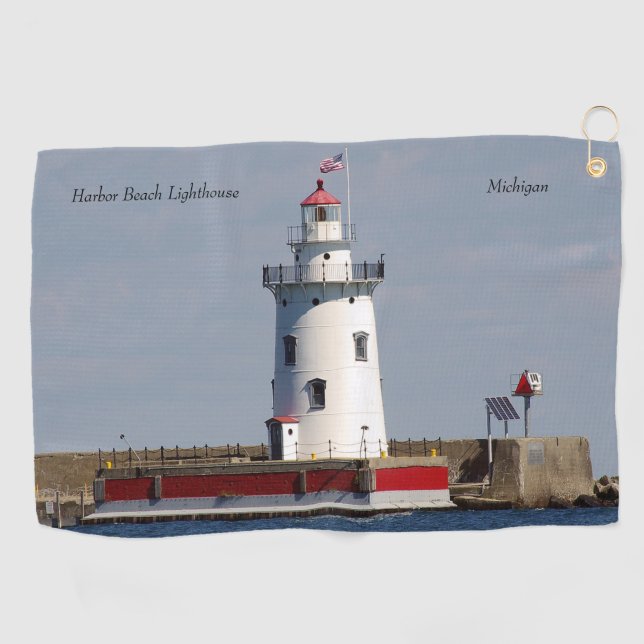 Harbour Beach Lighthouse golf towel (Horizontal)