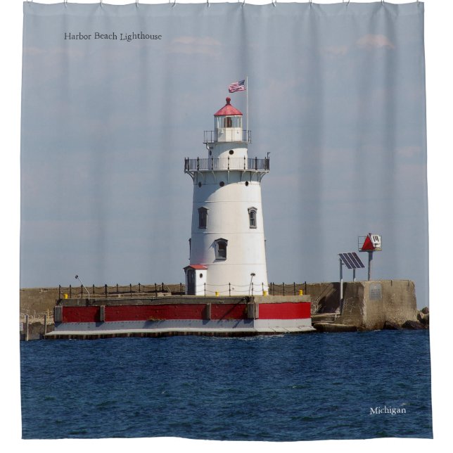 Harbour Beach Lighthouse shower curtain (Front)