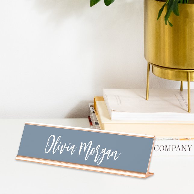 Harbour Blue Sketched Cursive Script Desk Name Plate (Creator Uploaded)