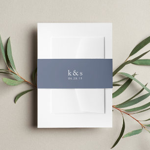 Harbour Blue Wedding Monogram Invitation Belly Band