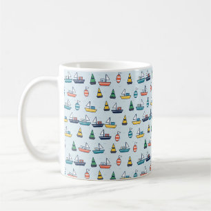 Harbour Boats and Buoys Pattern Coffee Mug