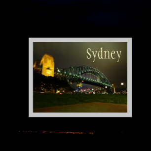 Harbour Bridge  at Night, Sydney, Australia Postca Postcard
