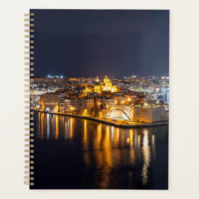 Harbour in Malta illuminated at night Planner (Front)