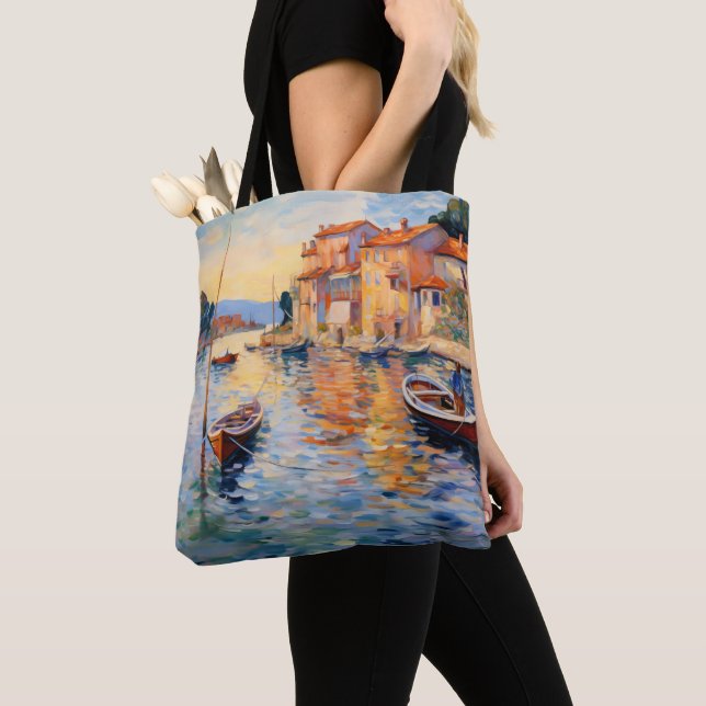 Harbour Neo-Impressionism Tote Bag (Close Up)
