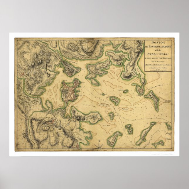 Harbour of Boston Map 1775 Poster (Front)