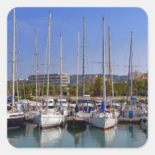 Harbour of Cannes in France Square Sticker