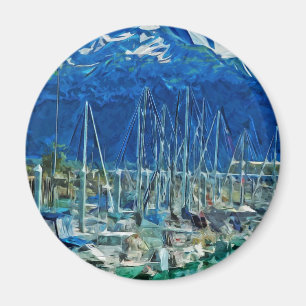 Harbour of Seward Alaska Abstract Impressionism Magnet