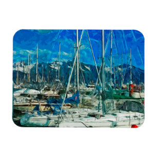 Harbour of Seward Alaska Abstract Impressionism Magnet