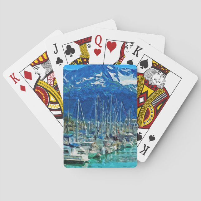 Harbour of Seward Alaska Abstract Impressionism Playing Cards (Back)
