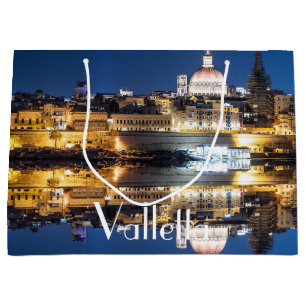 Harbour of Valletta old town at night Large Gift Bag