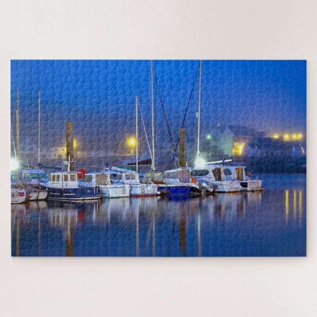 Harbour Port Boats Yachts Ocean Sea Reflections Jigsaw Puzzle (Horizontal)