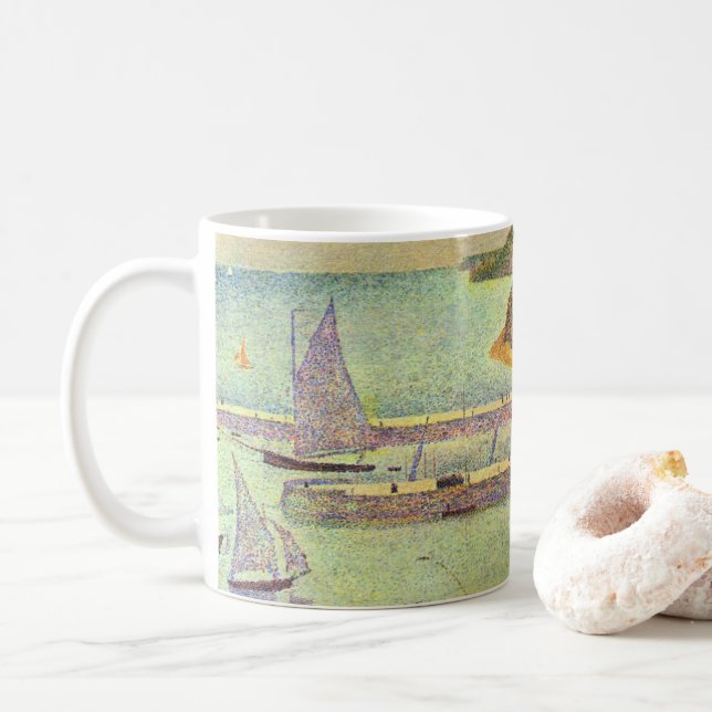 Harbour Port-en-Bessin High Tide by Georges Seurat Coffee Mug (With Donut)