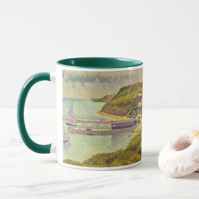 Harbour Port-en-Bessin High Tide by Georges Seurat Mug (With Donut)