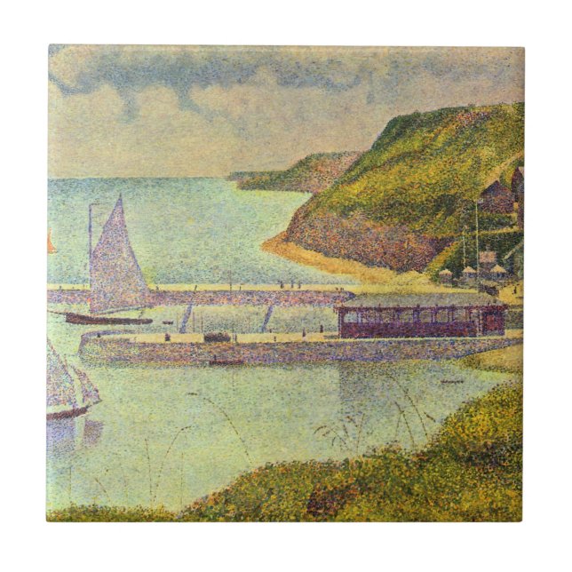 Harbour Port-en-Bessin High Tide by Georges Seurat Tile (Front)