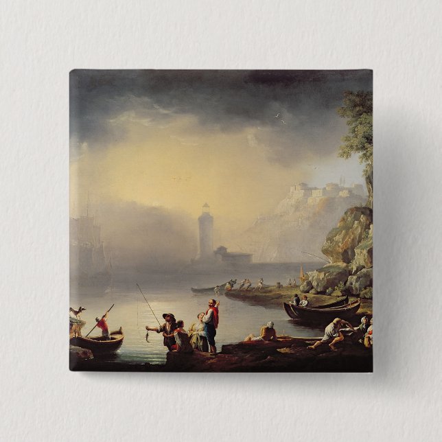 Harbour Scene 15 Cm Square Badge (Front)