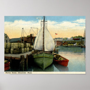 Harbour Scene, Gloucester, MA Vintage Poster
