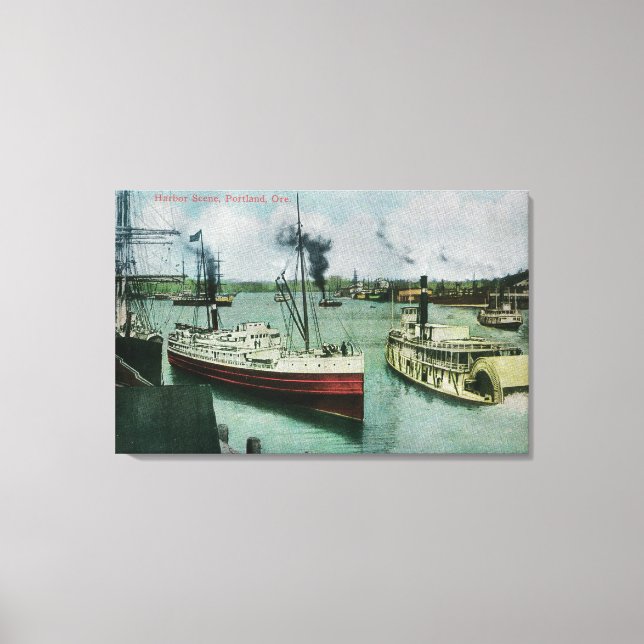 Harbour Scene in Portland, Oregon Canvas Print (Front)