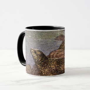 Harbour Seals, Vintage Marine Life Ocean Animals Mug