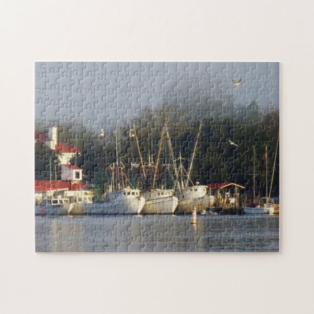 Harbour Shrimp Boats at Morning Jigsaw Puzzle (Horizontal)