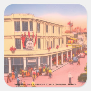 Harbour Street, Kingston, Jamaica (Vintage BWI) Square Sticker