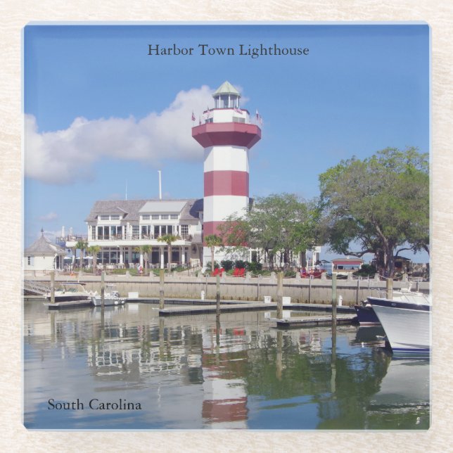 Harbour Town Lighthouse glass coaster (Front)