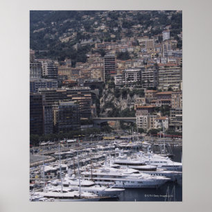 Harbour, vertical view, Monte Carlo, French Poster