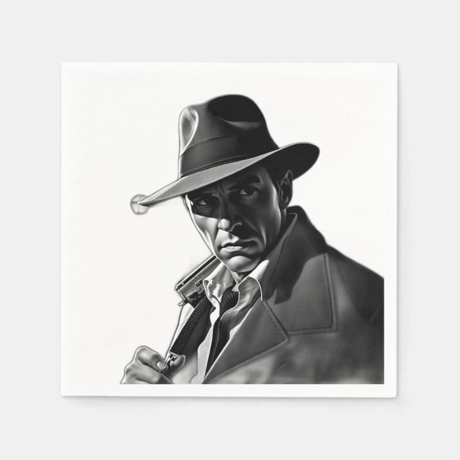Hard-Boiled Detective Noir Art Napkin (Front)