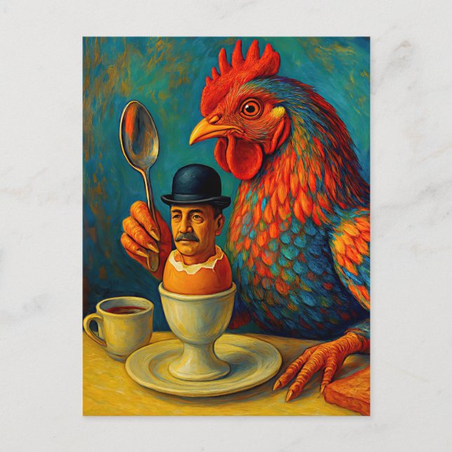 Hard-Boiled Human - Fowl Play at Breakfast Postcard (Front)
