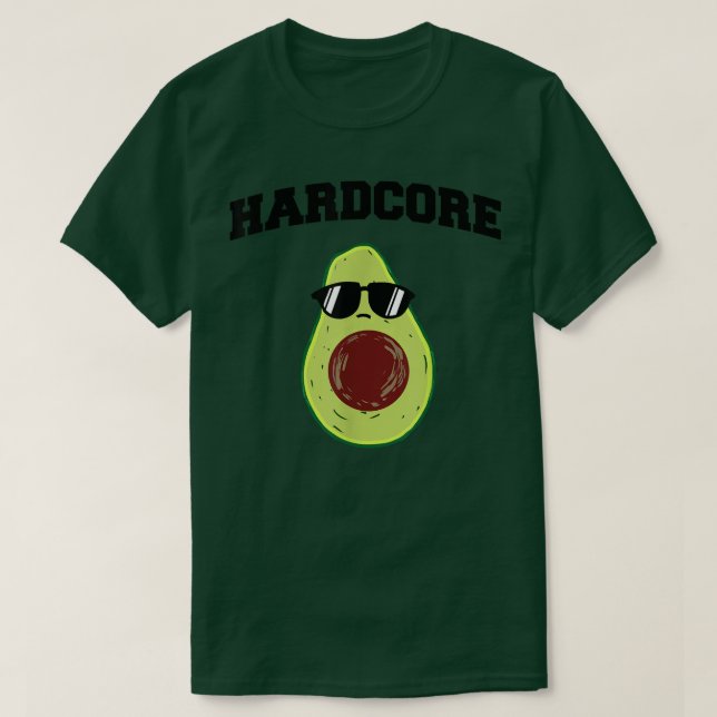 Hard Core Avocado funny Avocado with Sunglasses  T-Shirt (Design Front)