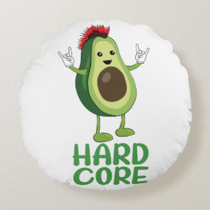 Hard Core Avocado Funny Round Cushion