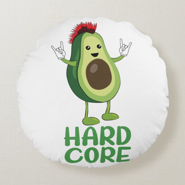 Hard Core Avocado Funny Round Cushion (Front)