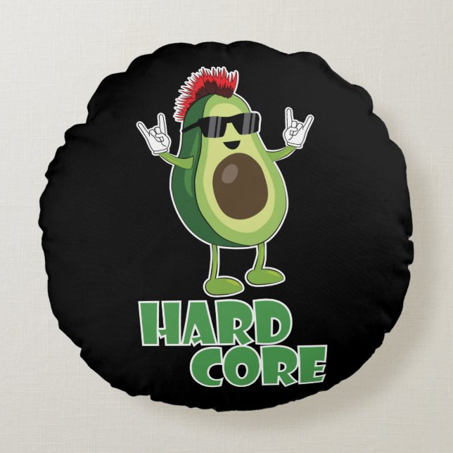 Hard Core Avocado Funny Round Cushion (Front)
