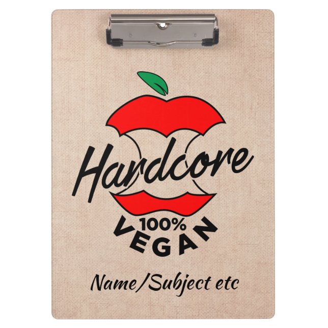 Hard Core Vegan, Apple Core Vegan, Hardcore Vegan  Clipboard (Front)