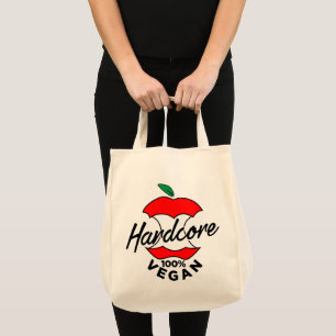 Hard Core Vegan, Apple Core Vegan, Hardcore Vegan Tote Bag