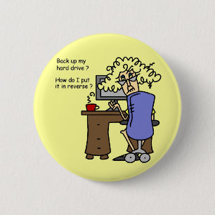 Hard Drive Back Up Humourous 6 Cm Round Badge