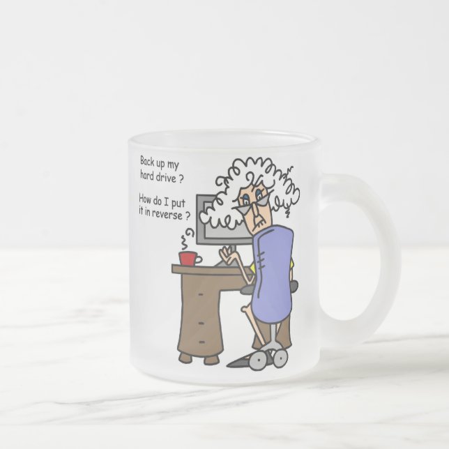 Hard Drive Back Up Humourous Frosted Glass Coffee Mug (Right)