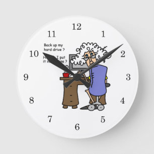 Hard Drive Back Up Humourous Round Clock