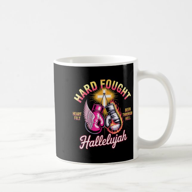 Hard Fought Hallelujah Boxing Gloves Faith  Coffee Mug (Right)