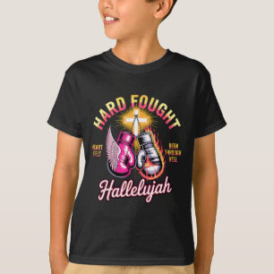 Hard Fought Hallelujah Boxing Gloves Faith  T-Shirt
