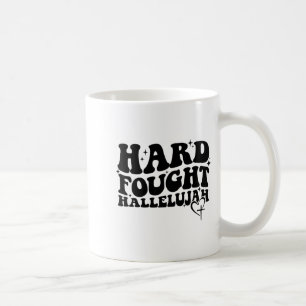 Hard Fought Hallelujah Cross Heart Sparkle Art Coffee Mug