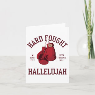 Hard Fought Hallelujah Pink Bow Boxing Gloves Card
