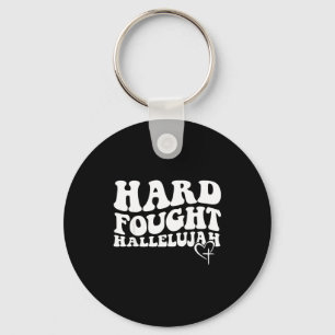Hard Fought Hallelujah Retro Groovy Jesus Key Ring