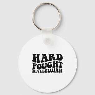 Hard Fought Hallelujah Retro Jesus Key Ring