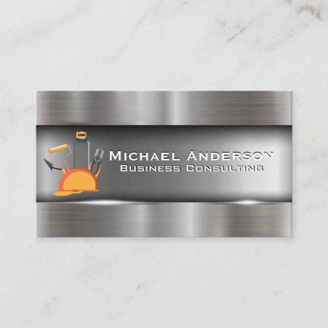 Hard Hat and Tools | Construction Business Card (Front)