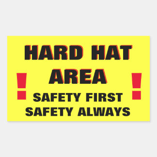 Hard Hat Area Safety First Rectangular Sticker